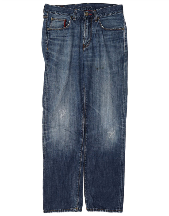 Tommy Hilfiger Jean droit vieilli pour homme W32 L32 en coton bleu