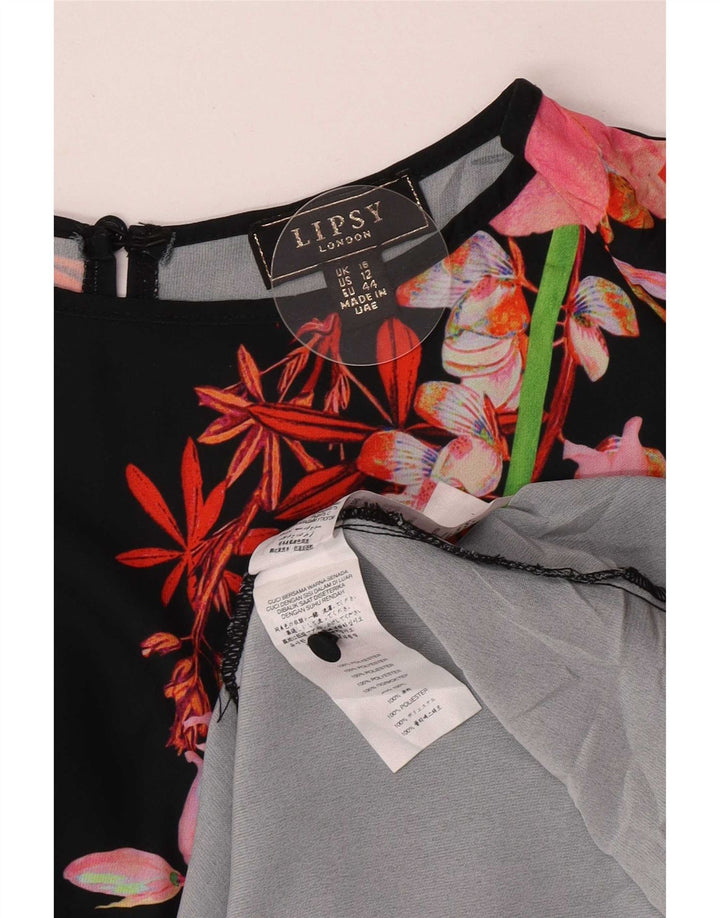 Lipsy Robe longue pour femme UK 46 Large Noir Floral Polyester