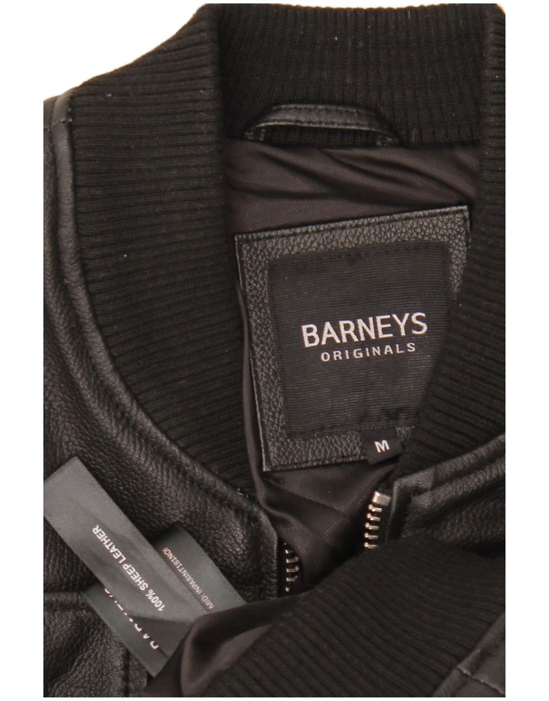 BARNEYS Veste en cuir pour homme UK 38 Cuir noir moyen