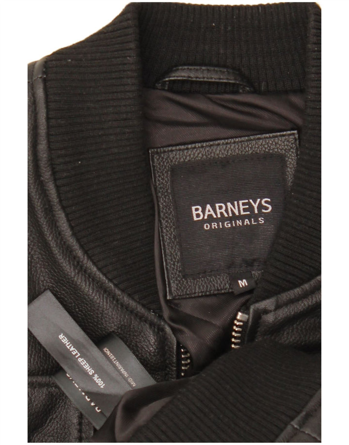 BARNEYS Veste en cuir pour homme UK 38 Cuir noir moyen