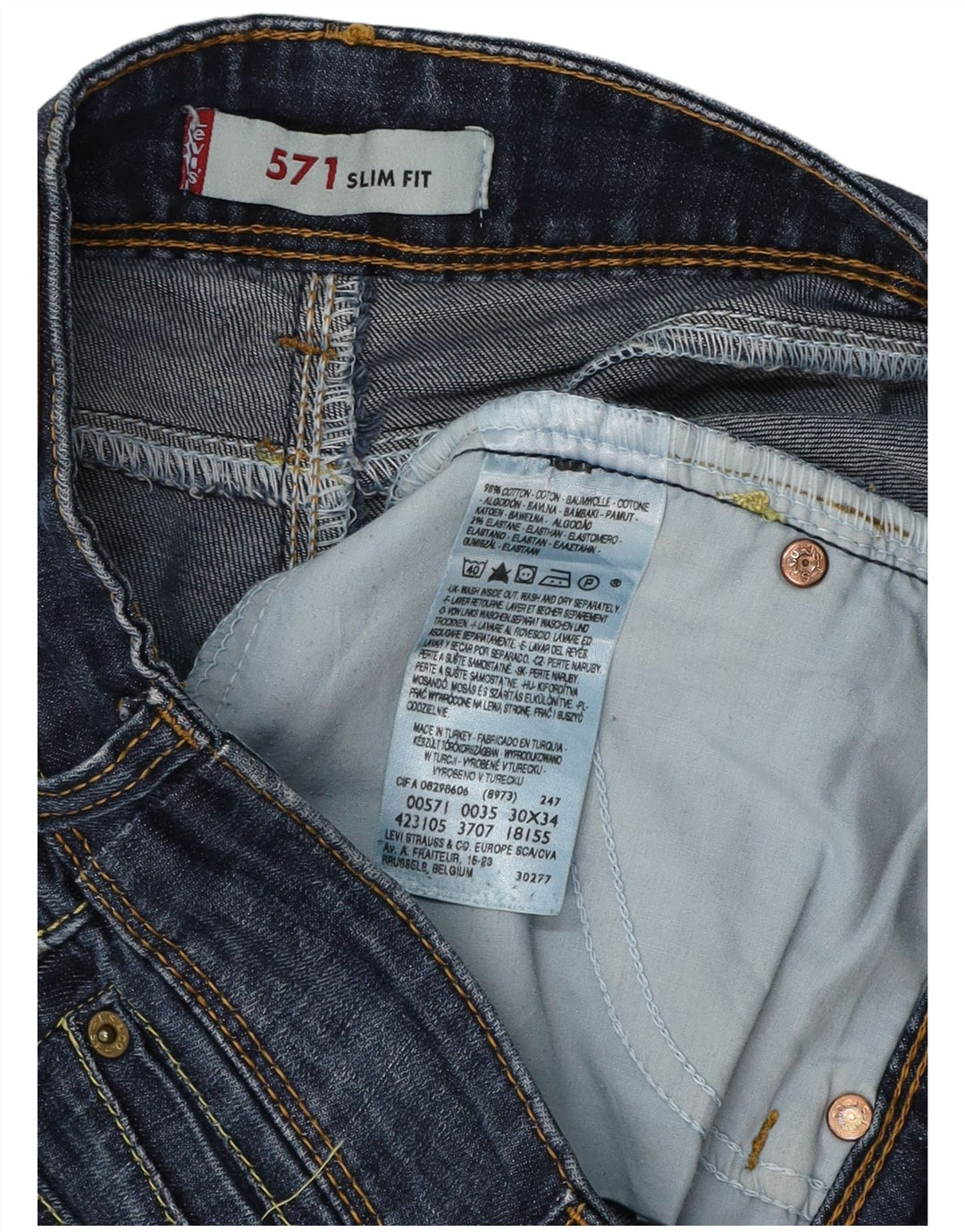 LEVI'S Jean Slim 571 Femme W30 L34 Bleu Marine Coton