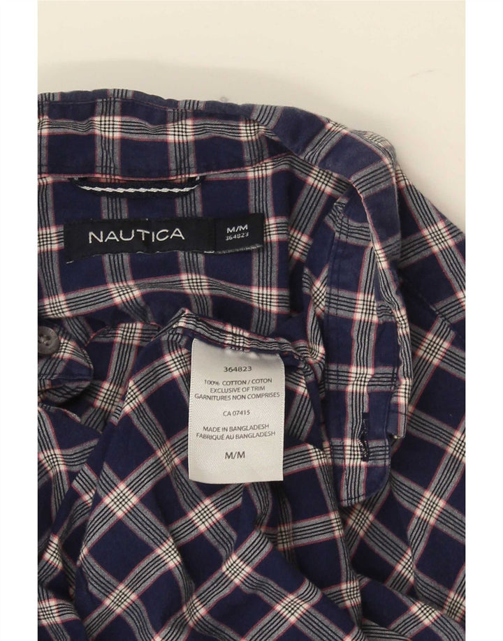 Nautica Chemise à manches courtes pour homme en coton à carreaux bleu marine moyen