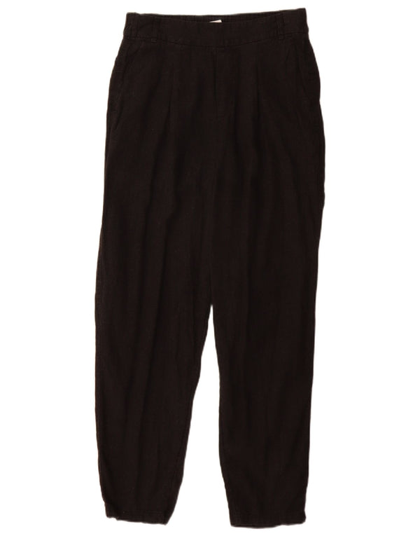 Marks & Spencer Pantalon Chino Pegged pour Femme UK 8 Small W26 L29 Noir Lin
