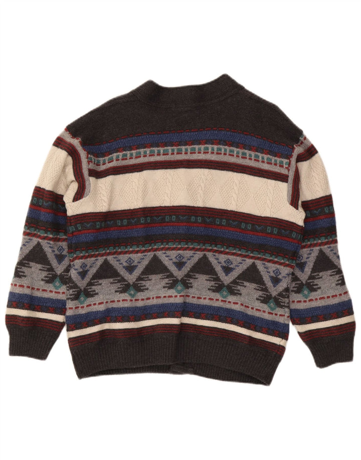 Dolomiten Pull Cardigan Homme IT 50 Laine Géométrique Multicolore Moyen