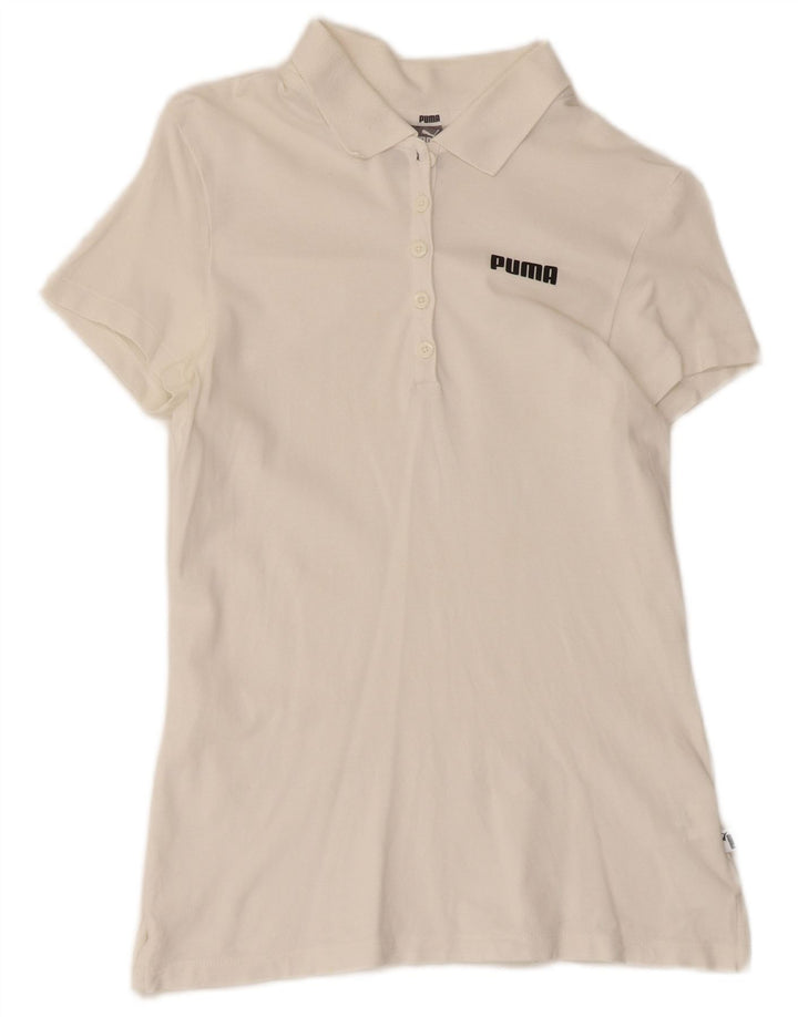 Puma Polo Femme UK 10 Petit Blanc Coton