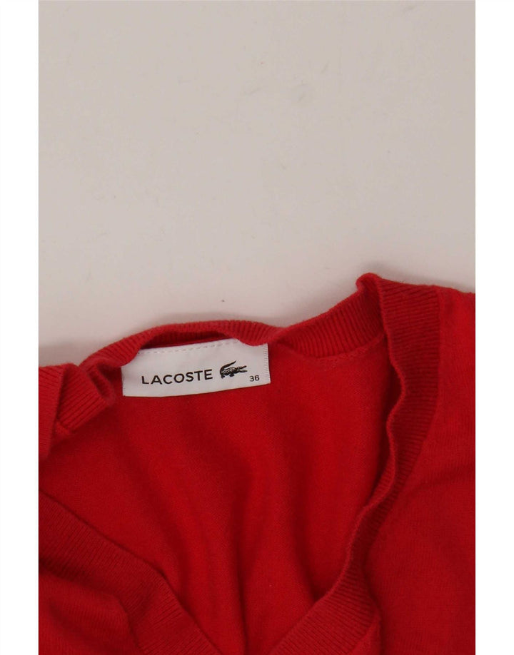 Lacoste Pull col V femme taille 36 petit rouge