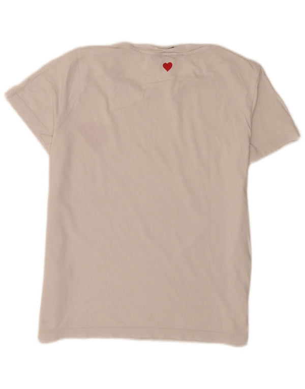 Tommy Hilfiger T-shirt graphique pour femme UK 8 Small Blanc Coton