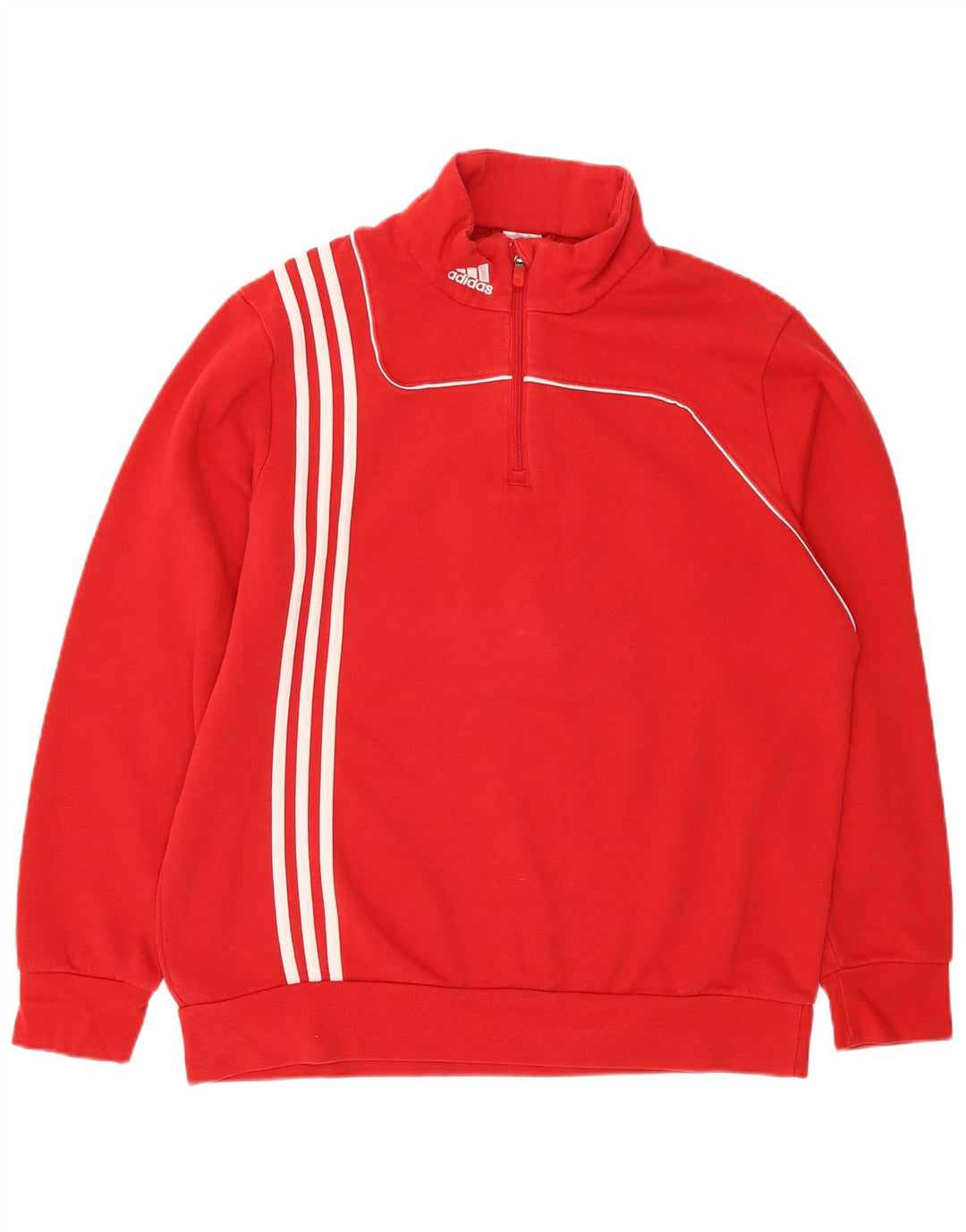 Adidas Mens Zip Neck Sweatshirt Jumper Grand Rouge Coton