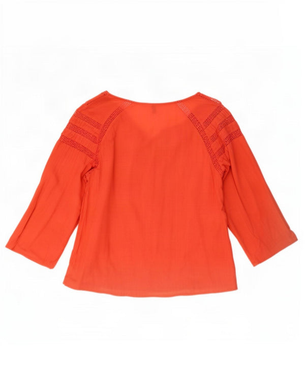 Benetton Chemisier à manches 3/4 pour femme UK 10 Petit Orange Géométrique