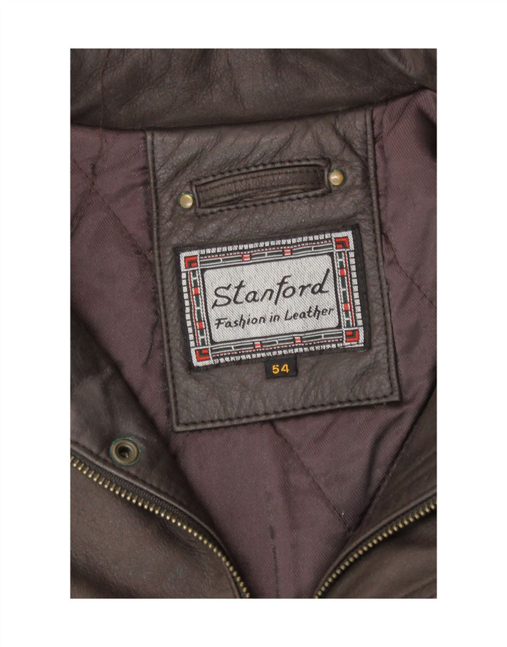 Stanford Veste en cuir pour homme EU 54 2XL Cuir marron
