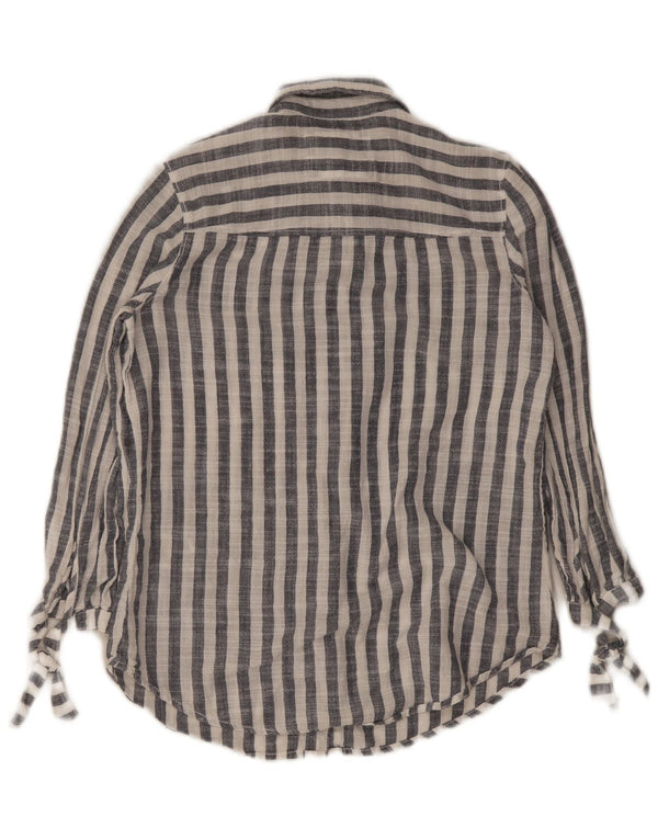 Abercrombie & Fitch Chemise à manches 3/4 pour femme UK 6 XS Bleu marine rayé