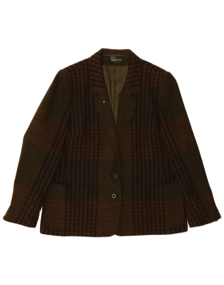 Resi Hammerer Veste Blazer 2 Boutons Femme IT 44 Laine à Carreaux Kaki Moyen
