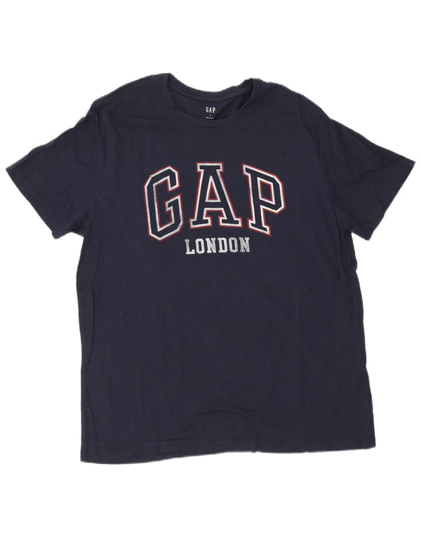 Gap T-Shirt Graphique Homme Haut Large Bleu Marine Coton