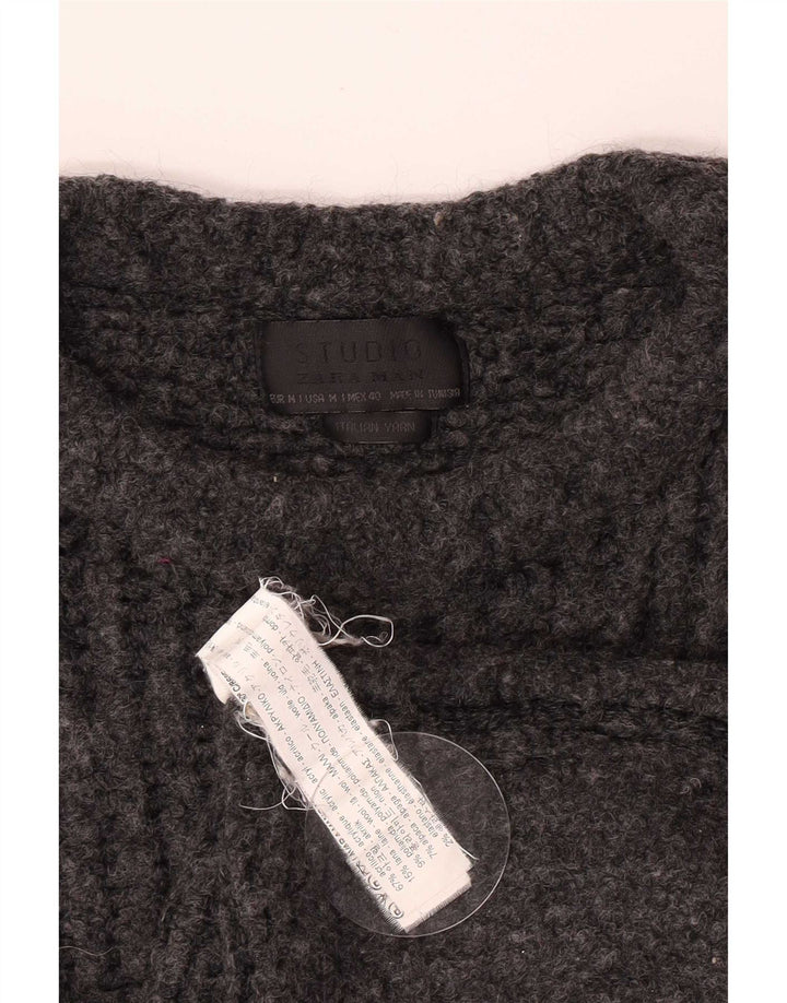 Pull Col Bateau Zara Homme Gris Moyen Acrylique