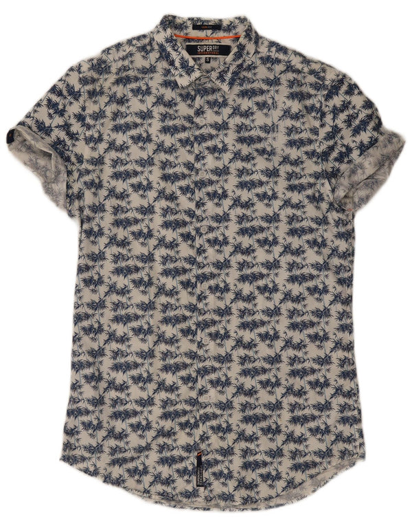 Superdry Chemise Slim Fit à Manches Courtes pour Homme Petit Blanc Floral Hawaïen