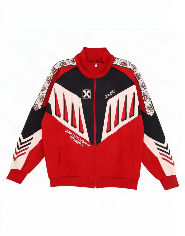 Jako Mens Graphic Survêtement Top Veste Grand Rouge Colourblock Années 90