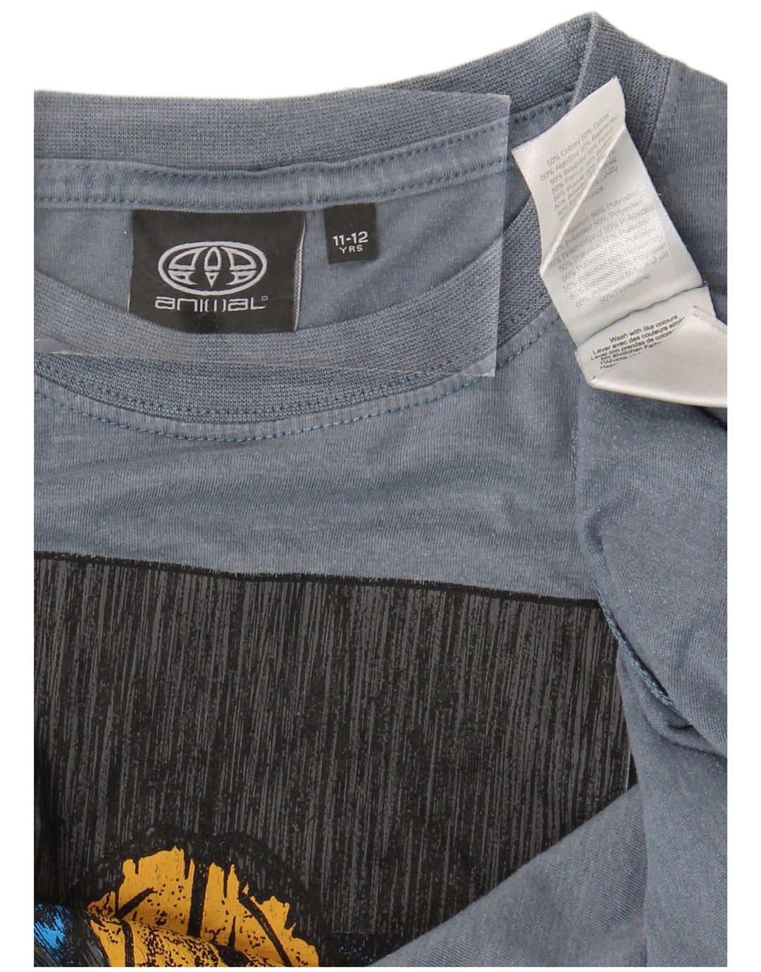 T-Shirt Graphique Animal Garçon 11-12 ans Bleu Coton