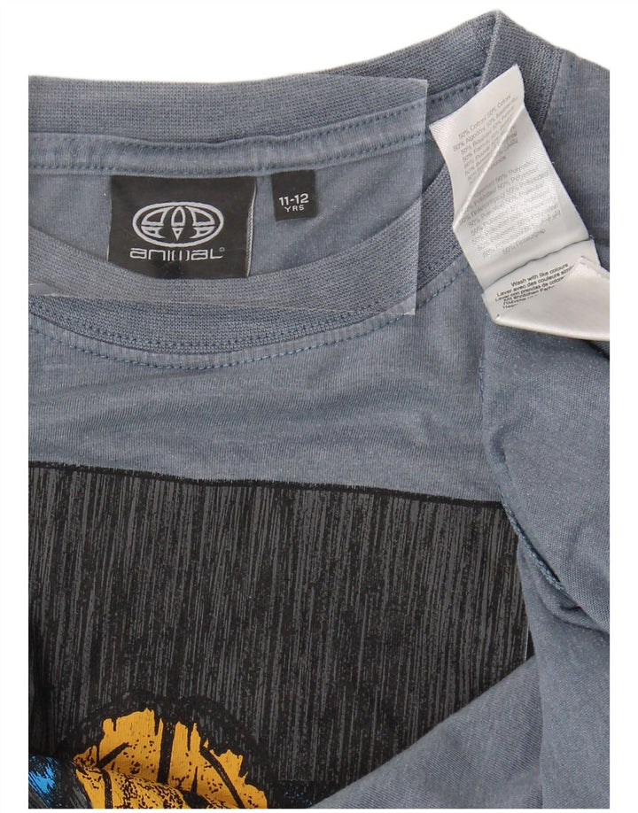 T-Shirt Graphique Animal Garçon 11-12 ans Bleu Coton