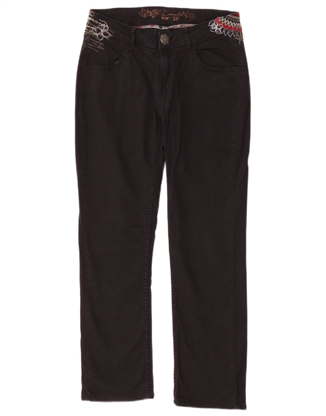 DESIGUAL Pantalon décontracté droit femme W28 L26 Noir Coton