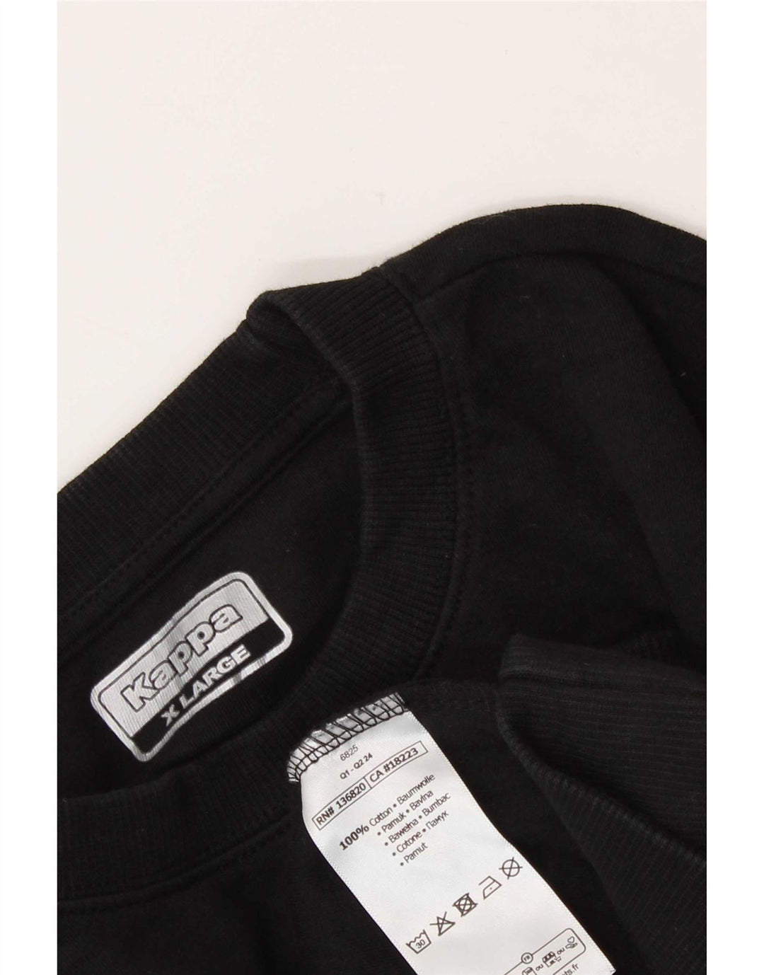 Kappa Homme Graphic Sweatshirt Jumper XL Noir Coton