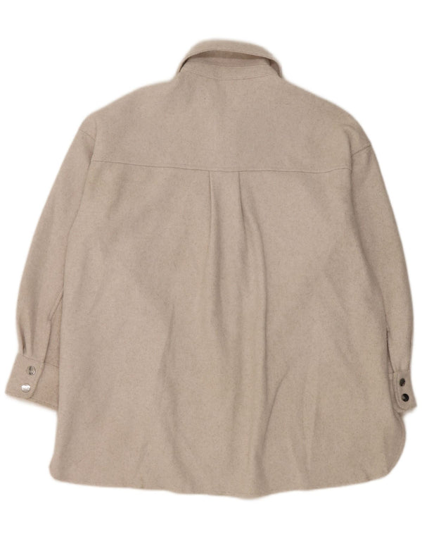 Zara Chemise surdimensionnée en flanelle pour femme UK 10 Petit Gris Polyester