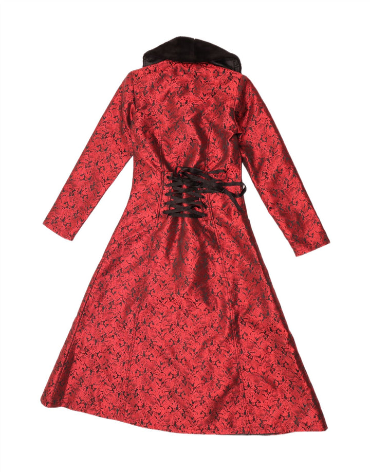 EMP Manteau gothique à double boutonnage pour femme UK 10 Petit rouge floral en polyester