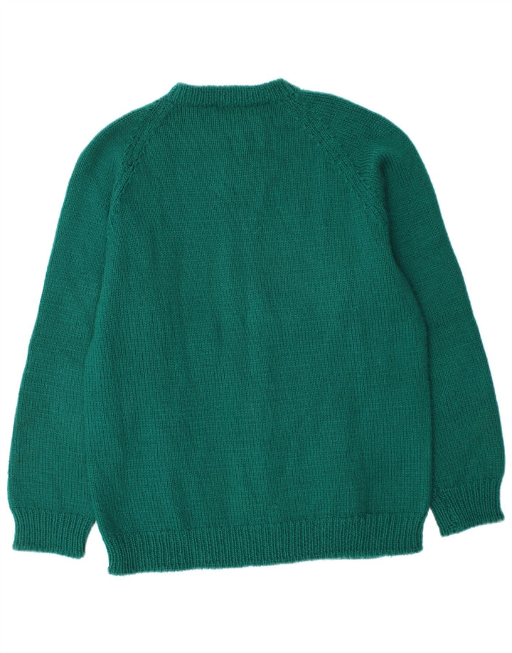 vintage Mens Crew Neck Jumper Pull Vert Moyen