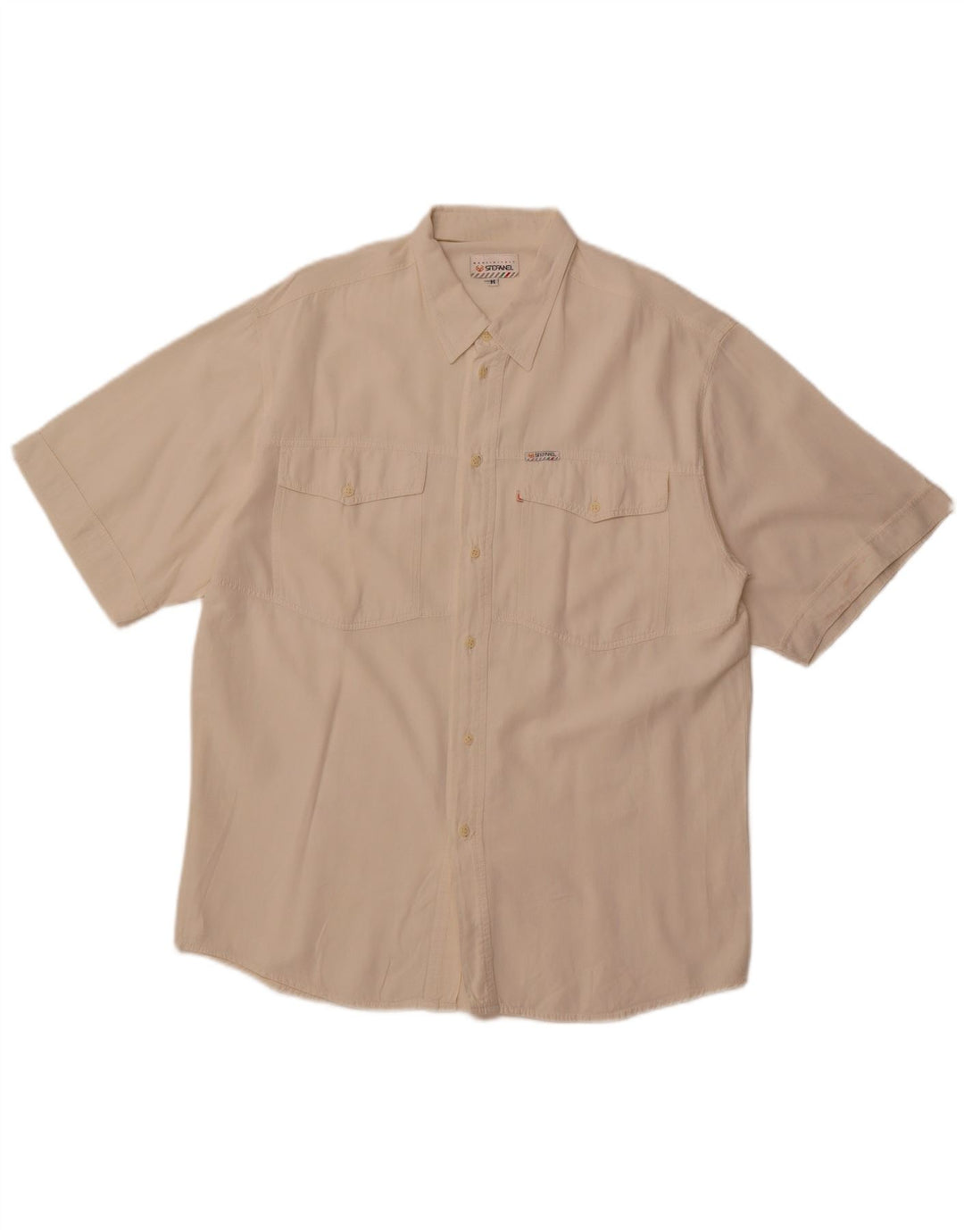 Stefanel Chemise à Manches Courtes Homme Blanc Moyen Coton