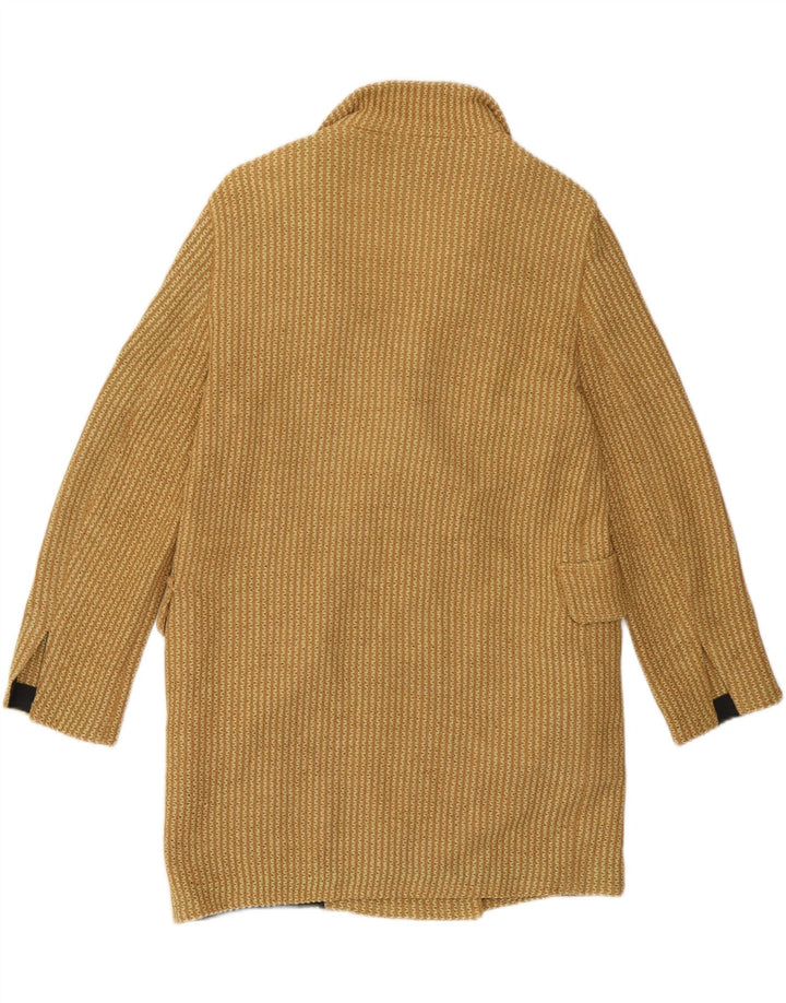 Zara Manteau croisé en tricot pour femme UK 10 Petit coton jaune