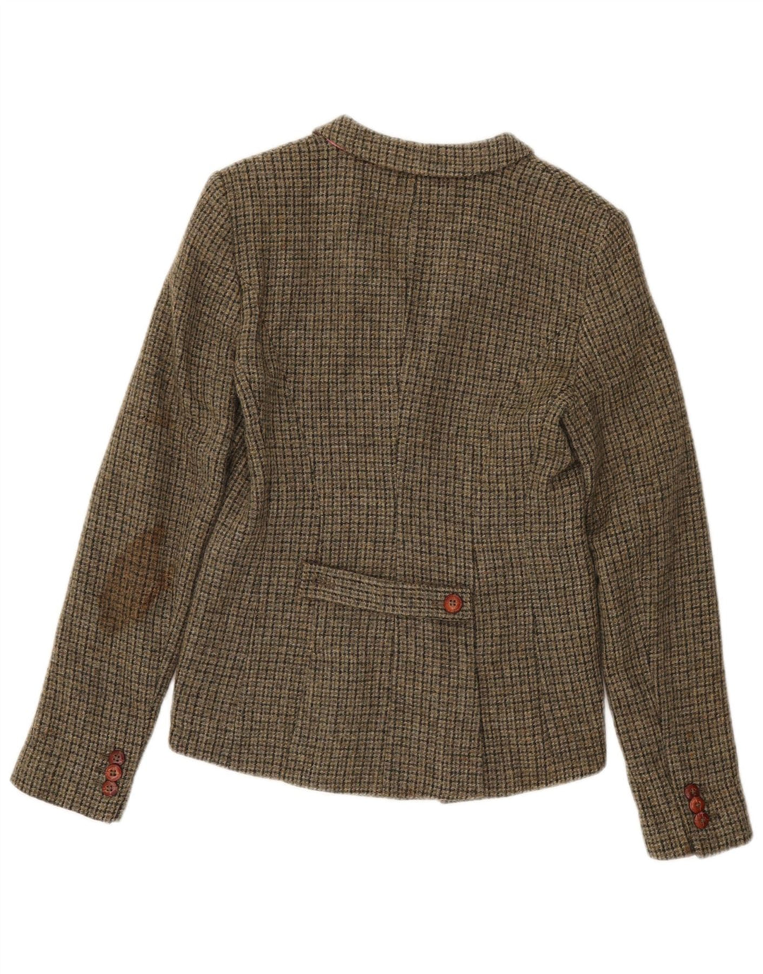 Jack Wills Veste blazer à 3 boutons pour femme UK 10 Petite laine pied-de-poule kaki