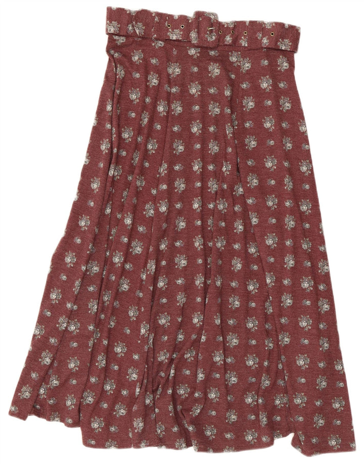 jupe évasée femme vintage IT 44 Medium W30 Bordeaux Floral