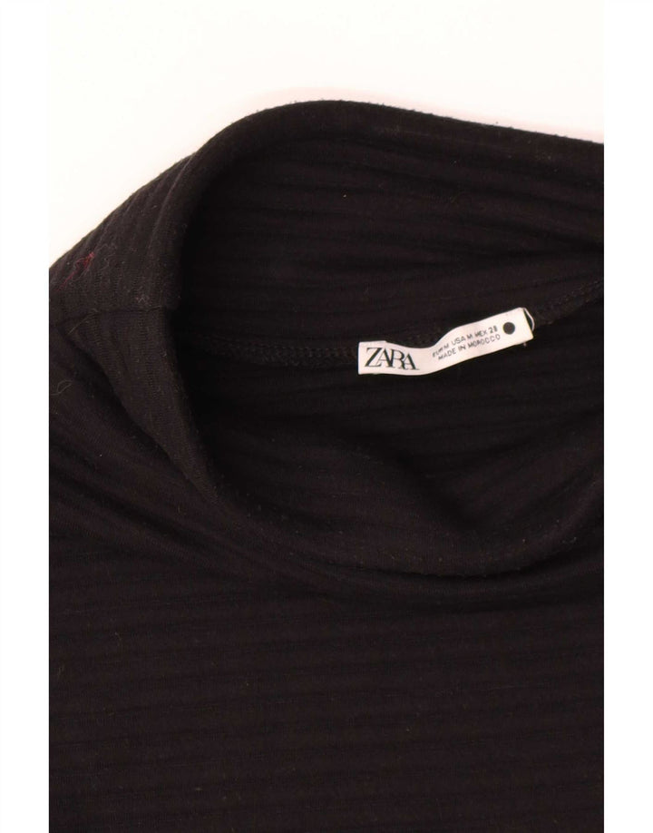 Zara Femme Top Manches 3/4 UK 14 Moyen Noir Polyester
