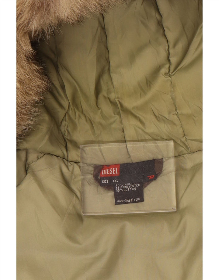 DIESEL Manteau matelassé à capuche pour homme UK 44 2XL Marron Polyester