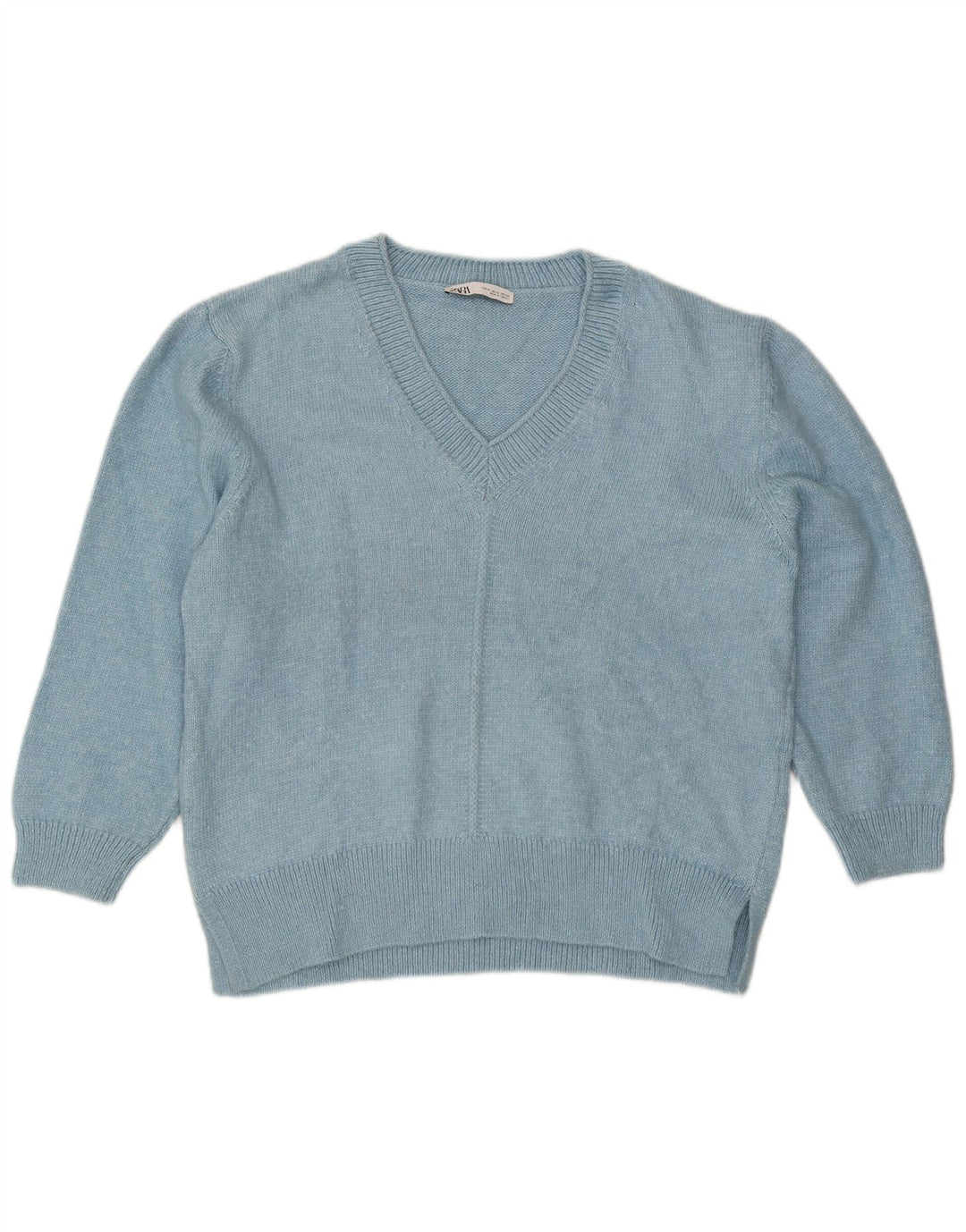 Zara Pull surdimensionné à col en V pour femme UK 18 XL Bleu