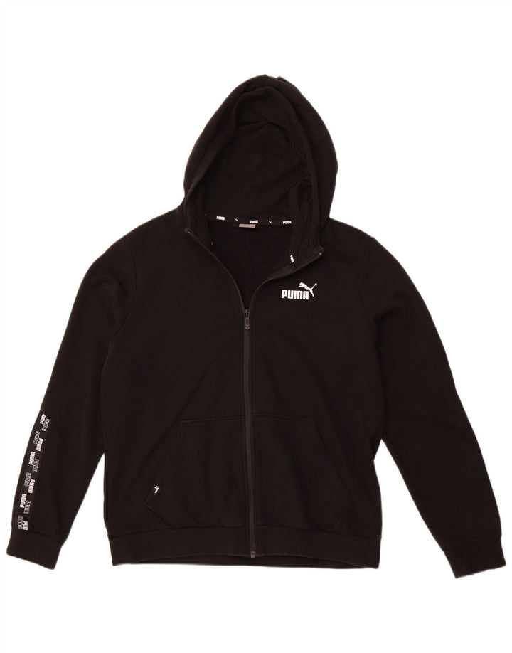 PUMA Pull à capuche zippé graphique pour femme UK 16 Large Noir Coton