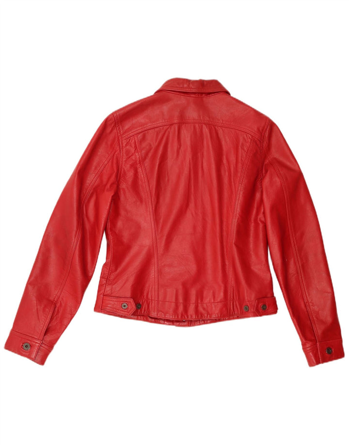 Stradivarius Veste en cuir femme UK 44 Grand cuir rouge