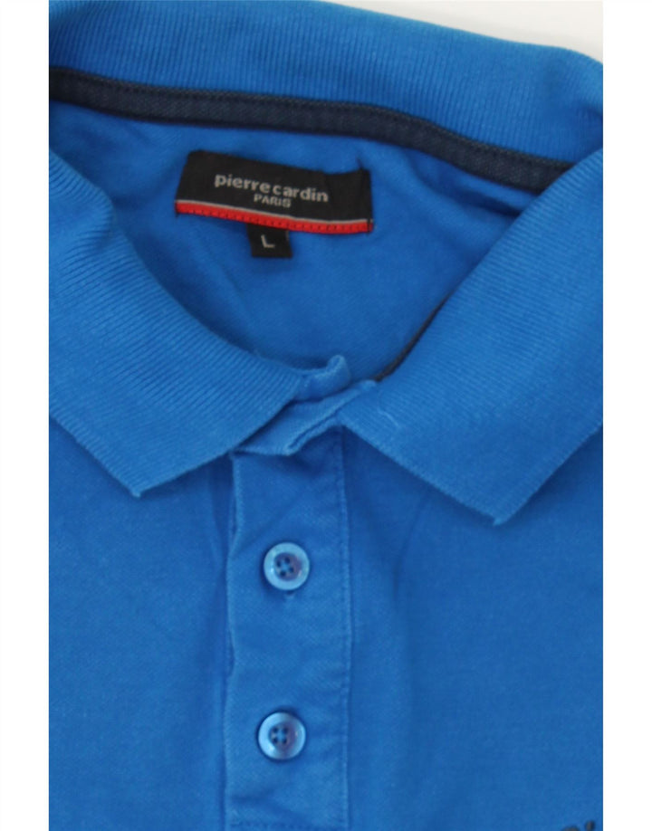 PIERRE CARDIN Mens Polo Shirt Large Blue Cotton Vintage Pierre Cardin and Second-Hand Pierre Cardin from Messina Hembry 