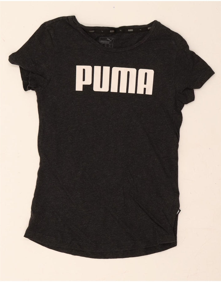 PUMA Womens Graphic T-Shirt Top UK 8 Small Grey Flecked Vintage Puma and Second-Hand Puma from Messina Hembry 
