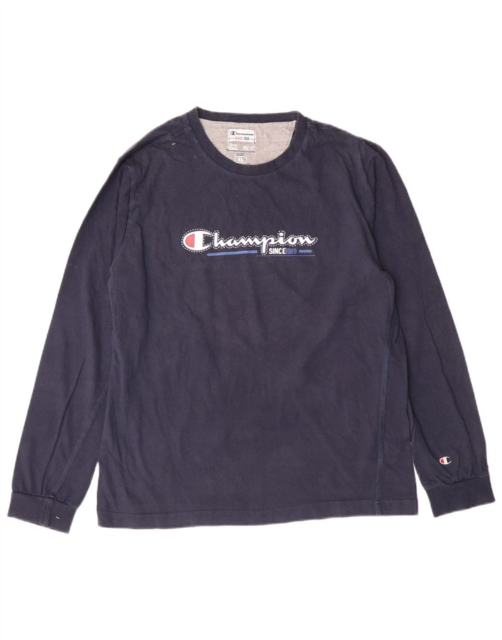 Champion Garçon Graphique Haut Manches Longues 13-14 ans XL Bleu Marine Coton