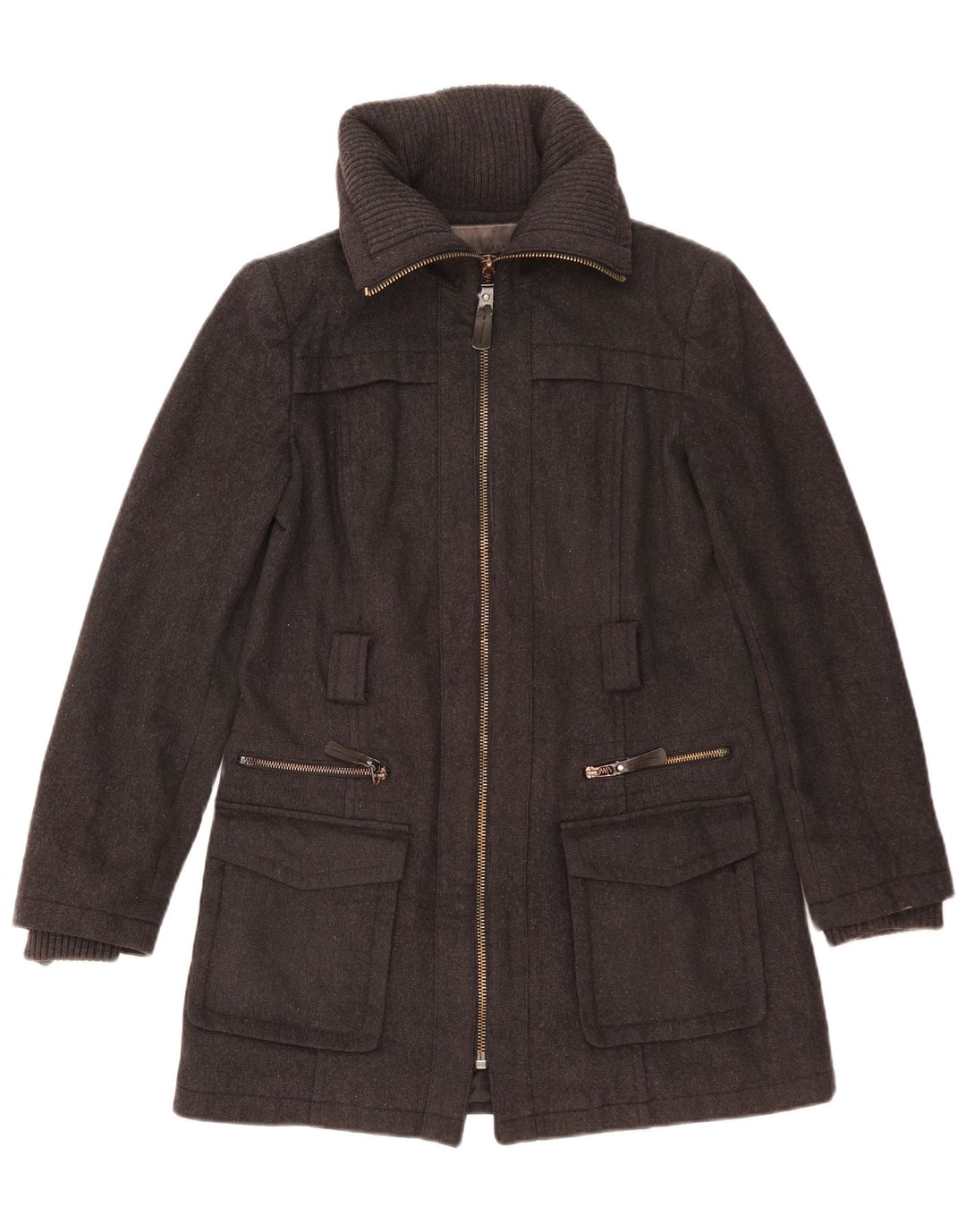 ZARA Manteau Femme UK 14 Grande Laine Grise