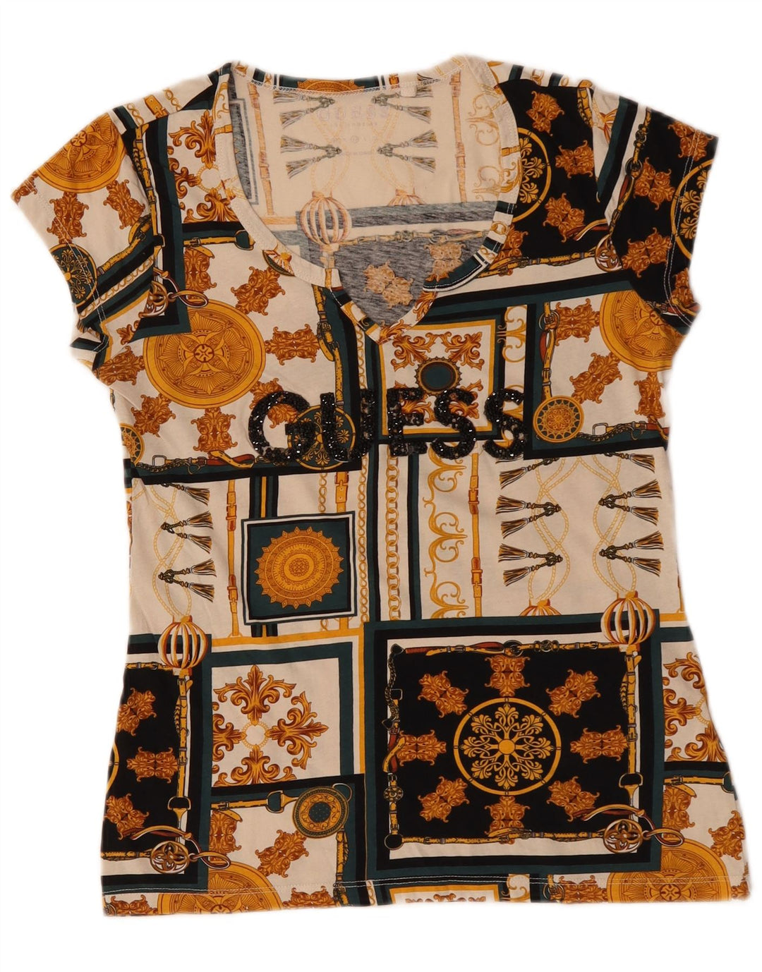 Guess T-Shirt Graphique Femme UK 12 Moyen Multicolore