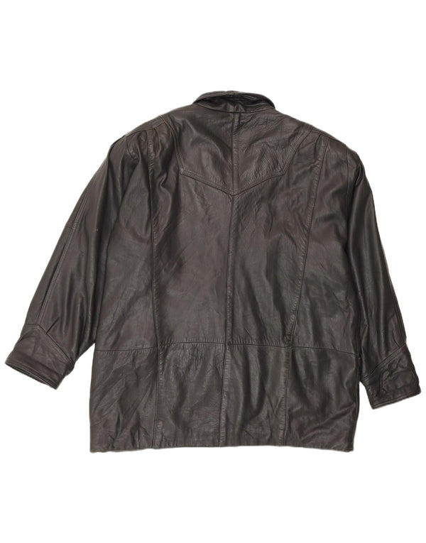 veste en cuir femme vintage EU 48 2XL Noir