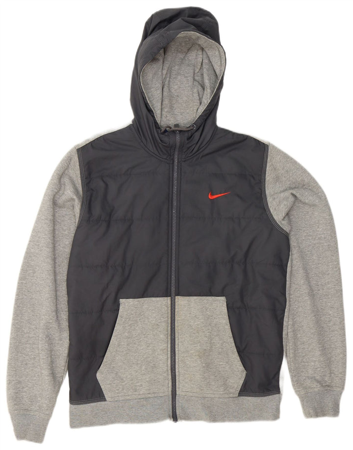 Nike Sweat à capuche zippé en coton color block gris moyen pour homme