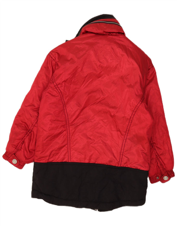 C&A Veste de ski surdimensionnée à capuche Rodeo pour femme UK 10 Small Red Colourblock