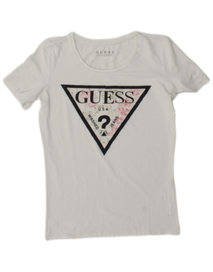 Guess T-shirt graphique pour femme UK 12 Blanc moyen