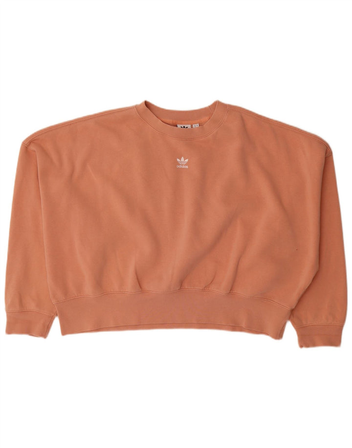 Adidas Sweat-shirt surdimensionné pour femme UK 16 Grand coton orange