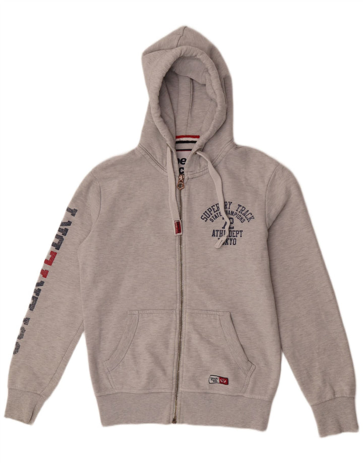 Superdry Sweat à Capuche Graphique Zippé Homme Gris Moyen Coton
