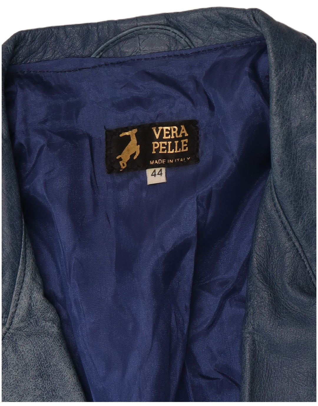Veste en cuir femme vintage IT 44 Cuir bleu moyen