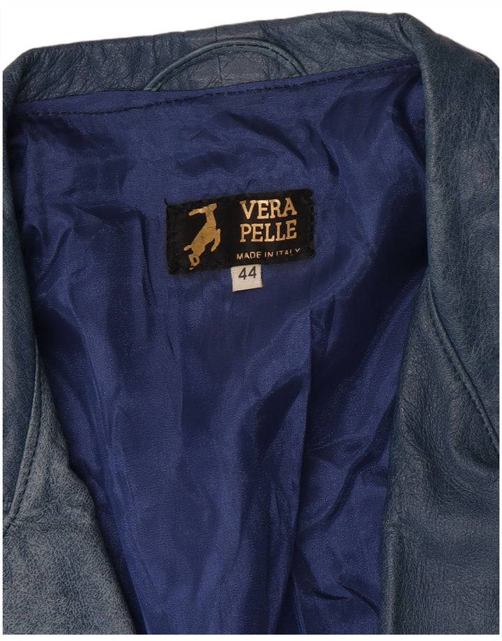 Veste en cuir femme vintage IT 44 Cuir bleu moyen