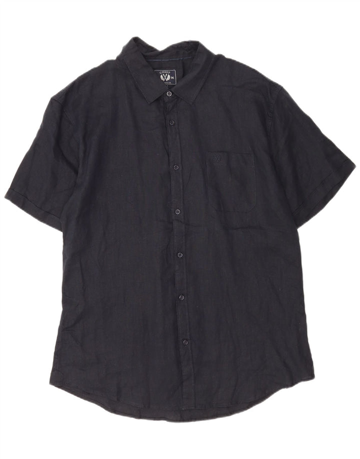 Coast Chemise à manches courtes pour homme 2XL Bleu marine Lin